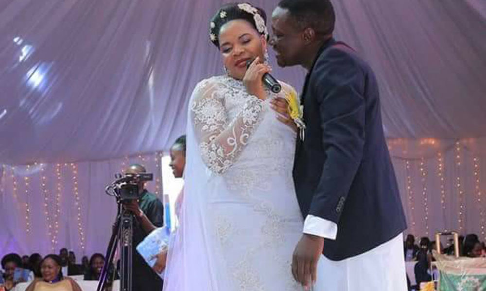 Judith Babirye and Paul Musoke Ssebulime on their wedding