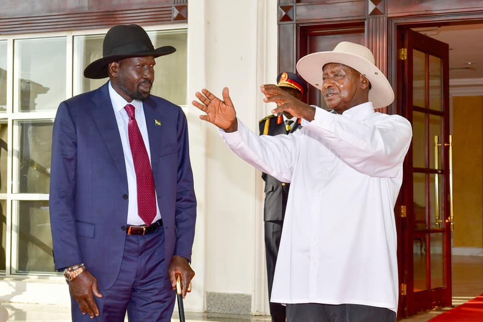 President Yoweri Museveni with Salva Kirr of South Sunda