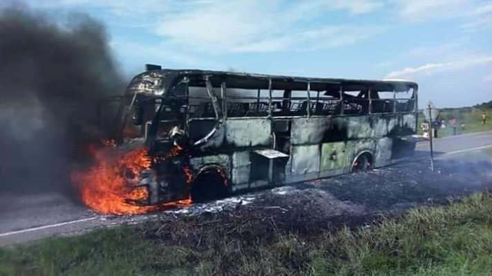 The bus burnt beyond recognition