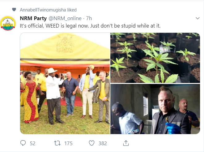 NRM tweet on weed
