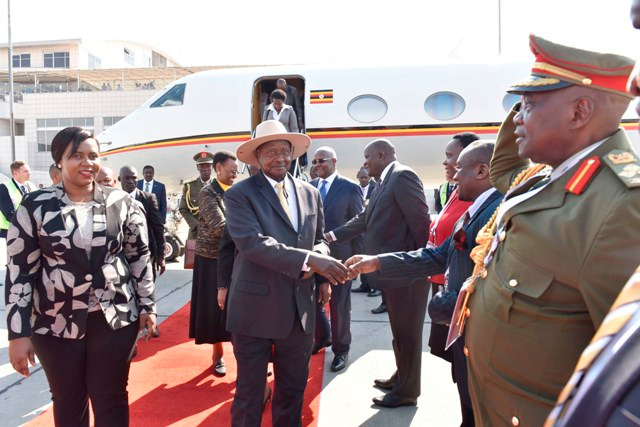President Museveni Arrives In South Africa For BRICS Summit