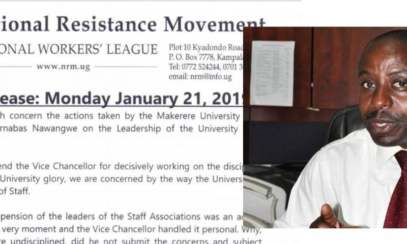 NRM Workers’ League Condemns MUK VC Prof. Nawangwe’ Actions