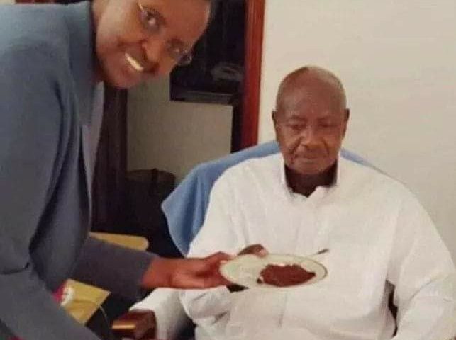 Mama Janet Serves President Museveni Yellow Cake At 75th Birthday Bash