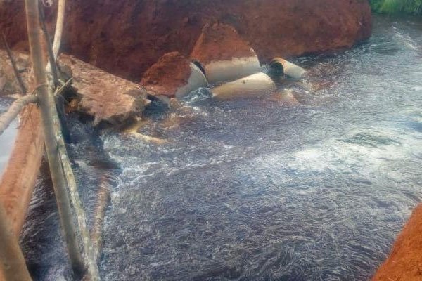 Shock As Newly Constructed Kyenjojo Bridge Crumbles During Down Pour