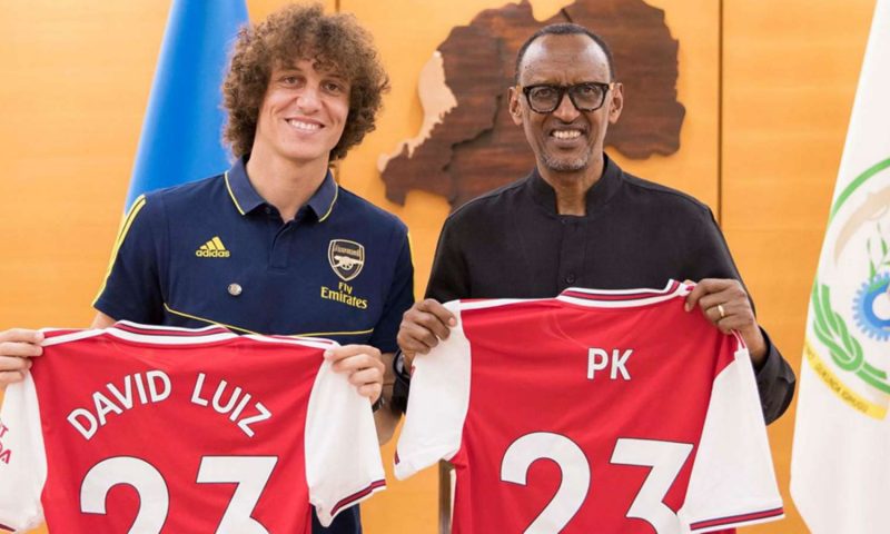 Arsenal Defender David Luiz, Didier Drogba Meet Rwanda President Kagame