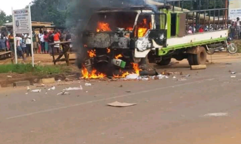 Police Hunt For Goons Who Burnt Umeme Truck In Gulu Town For Knocking Boda-Boda Riders