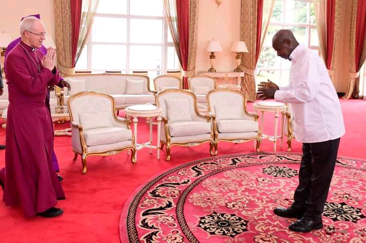 Museveni  Hosts Archbishop Of Canterbury, Declines Shaking Hands Over Coronavirus Scare