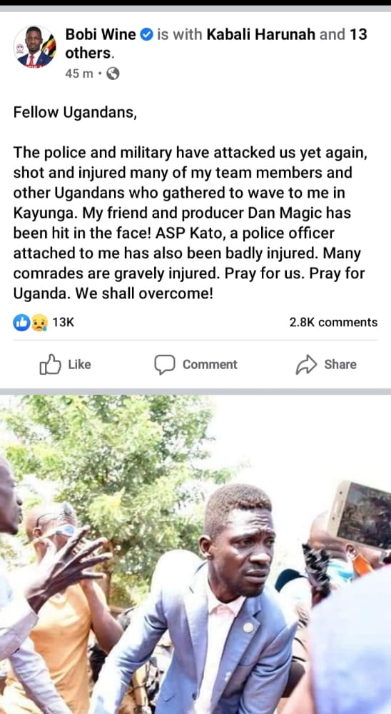 Just In: Bobi Wine's Music Producer Dan Magic, Body Guard Kato Shot By Police In Kayunga