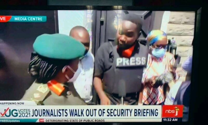 Police Brutality: Angry Journalists Put Arrogant Brig.Masiko,Byekwaso On Knees As They Abandon Presser Over Mistreatment