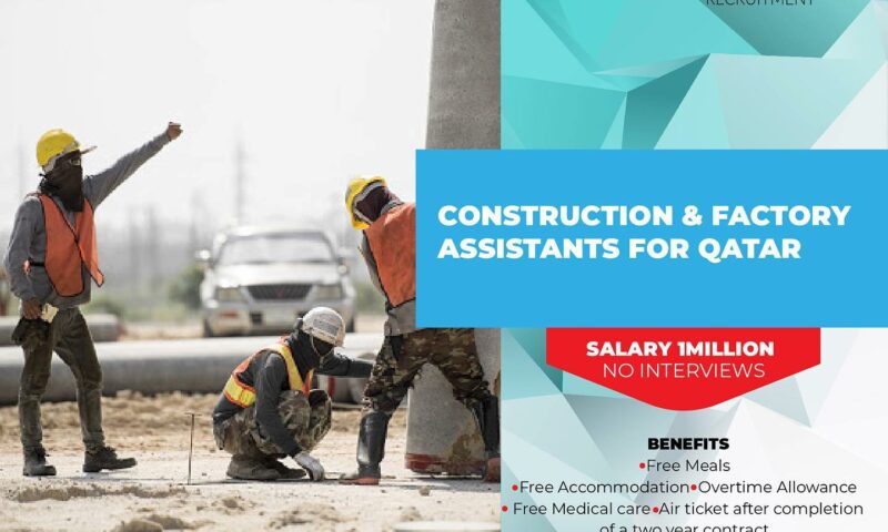 Job Slots: Premier Recruitment Wants More Factory & Construction Assistants For Qatar