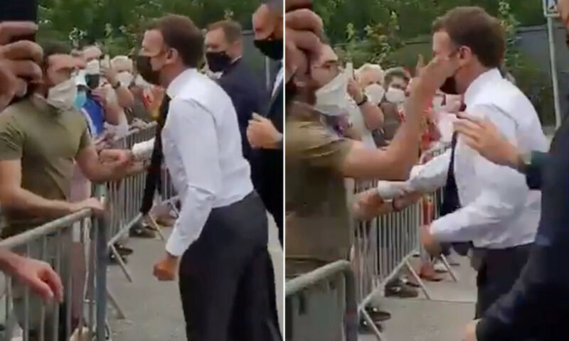 Furious Man Gives Hot Slap To France President Macron During Walkout