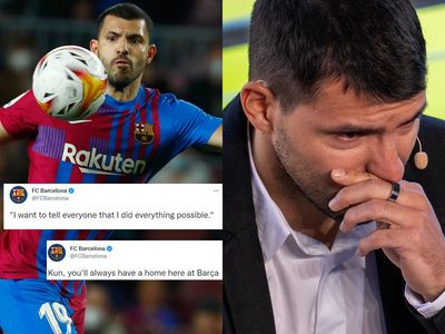 Tears As Barcelona’s Aguero Announces Retirement From Football Due To Heart Problems