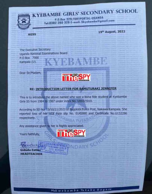 Kyebambe's Letter Diluting Ssenyonyi's Statements