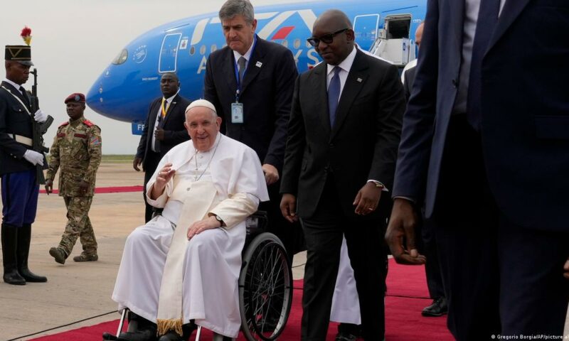 Huge Crowds Gather On Streets To Welcome Pope Francis As He Arrives In DRC