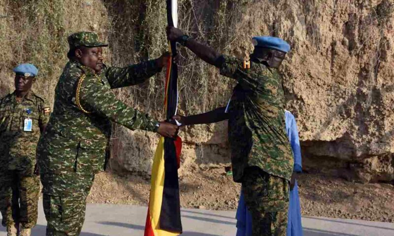 Lt.Col Magungu Hands Over To Lt.Col Okwi As New UPDF Commander In Somalia