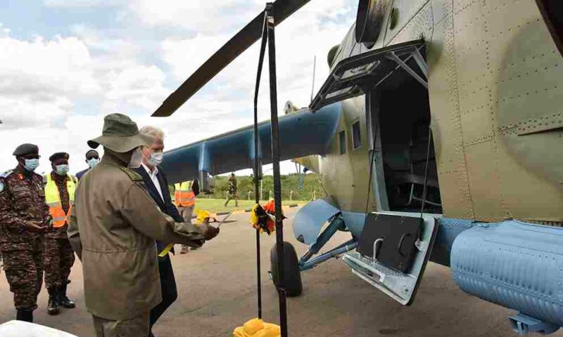 President Museveni Commissions First Overhauled Russian Helicopter In Africa, Hails Moscow’s Support