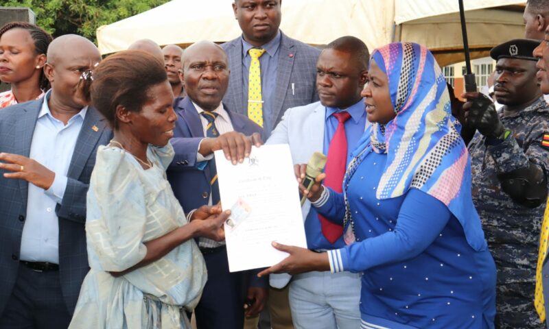 Presidential Pledge Cleared As ONC Boss Namyalo Hands Over 800 Land Titles To Kayunga Residents