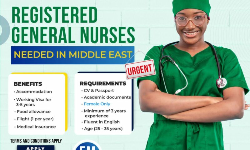 Job Alert: Premier Recruitment Urgently Needs General Nurses To Work In Middle East