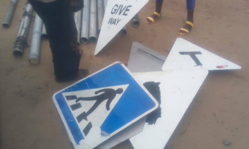 Napak: Two Detained For Vandalizing Road Sign Posts Along Matany-Kokeris Road