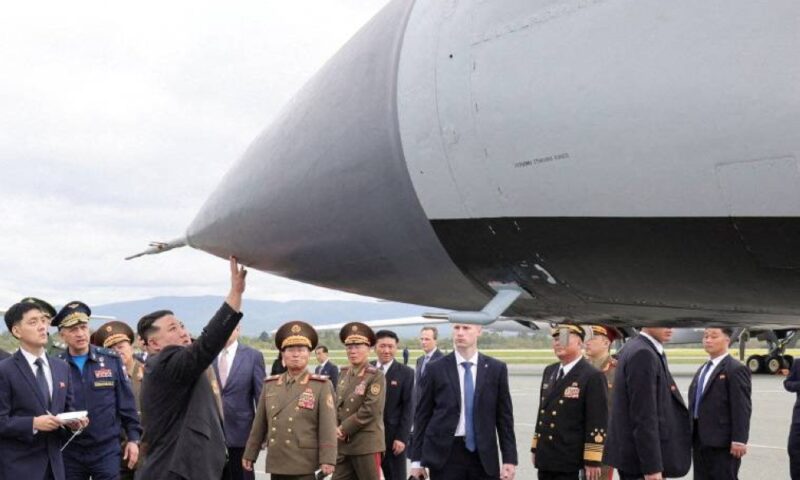 N.Korea’s Kim Jong Un Salutes Russian Nuclear-Capable Bombers, Hypersonic Missiles