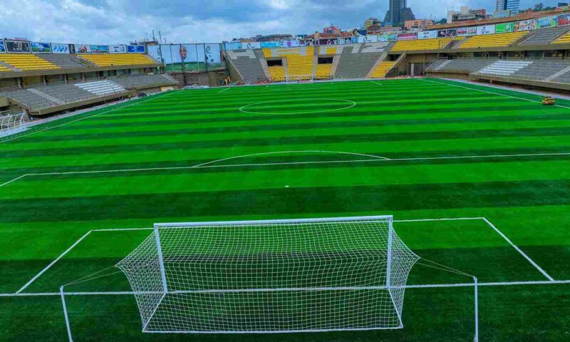 Nakivubo Stadium Works Hit Final Stages As Tycoon Ham Confirms Completion Of Installation Of Goals & Turf