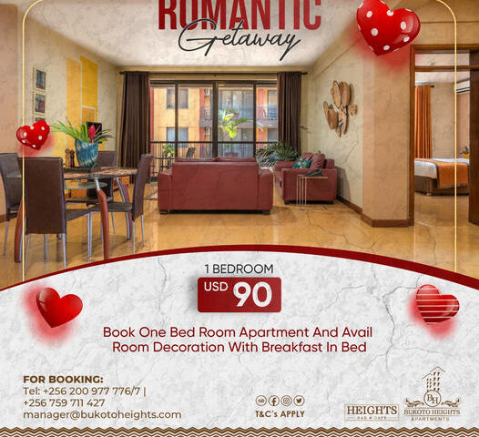 Need Romantic Getaway? Embark On A  Love-Filled Escape At Bukoto Heights Apartments For Magical Valentine’s Day Retreat