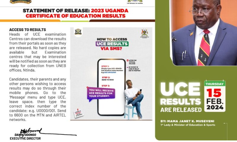 Breaking! UNEB Releases UCE Results For 2023