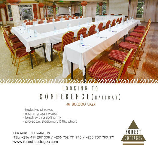 Need Modern Spaces To Host Your Conferences? Book Your Slot At Forest Cottages Bukoto At Only UGX 80K